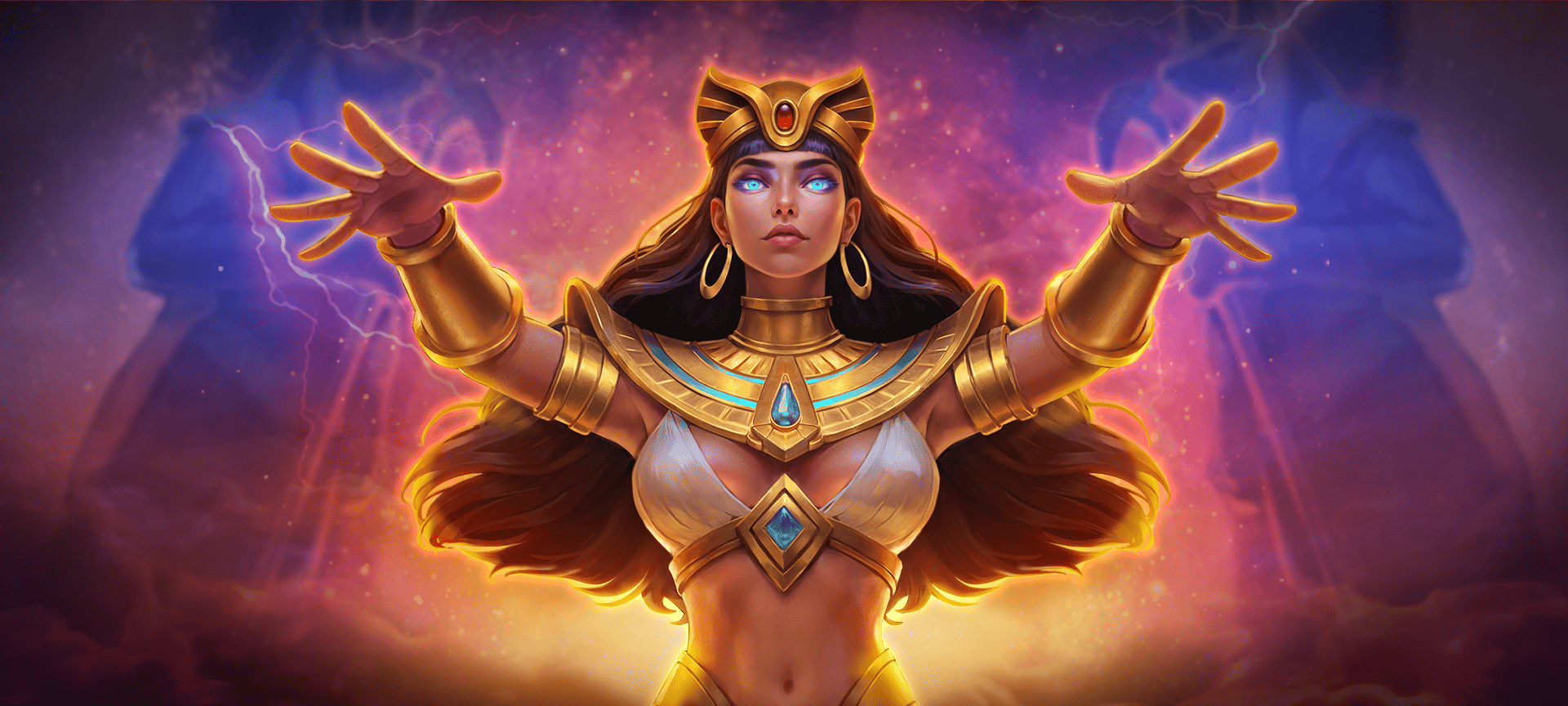 《戰神賽特2》中的古埃及女神角色釋放神力，營造神秘魔幻氛圍